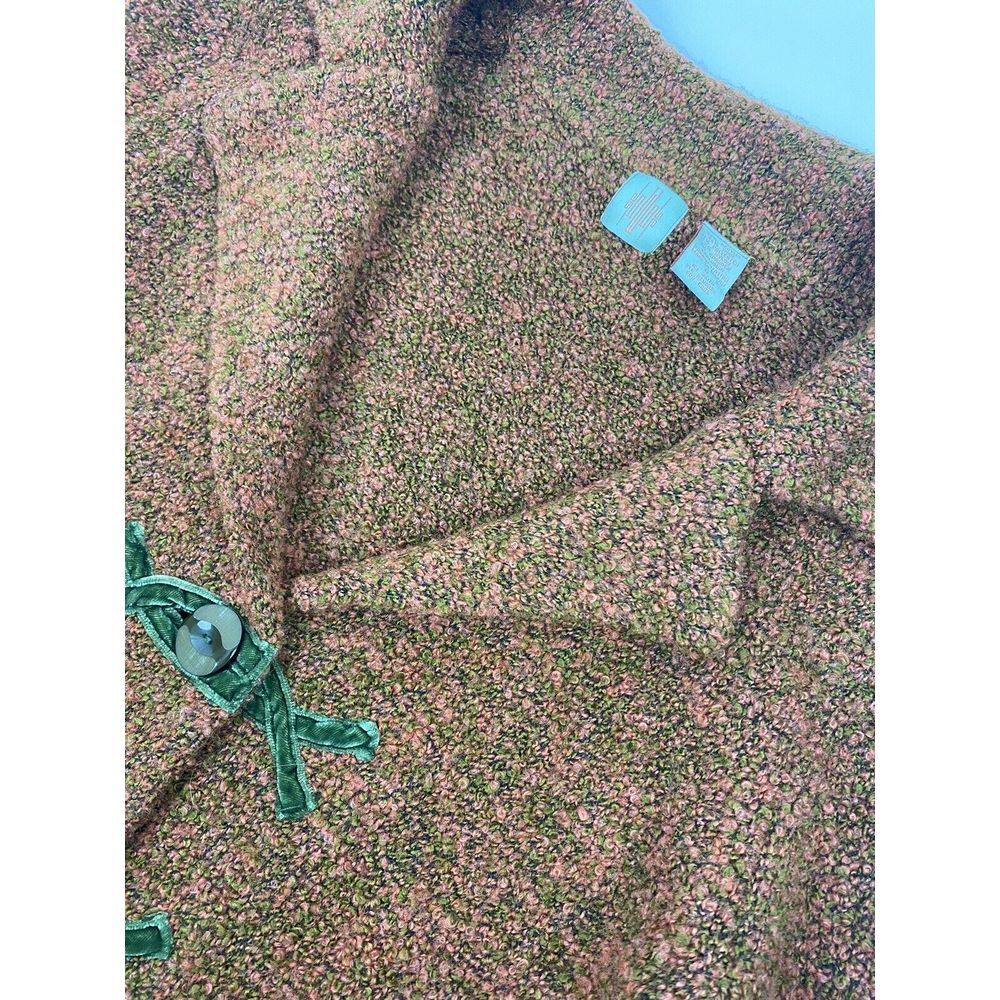 HWR Anthropologie Brown Green Wool Blend Boucle Cardigan Sweater Jacket Small